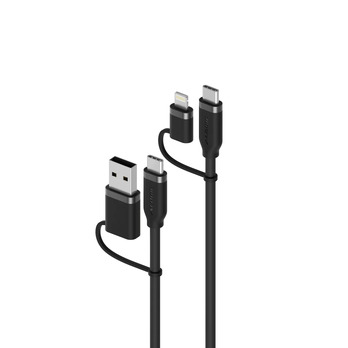 4-in-1 100W Silicone Flexible Universal Charging Cable 1.5m | USB-C, USB-A and Lightning