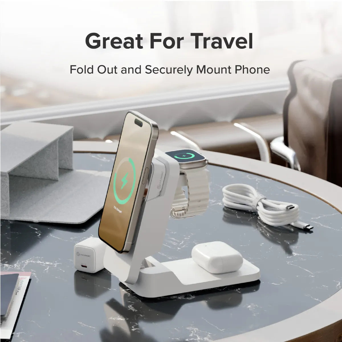 Matrix Ultimate 3-in-1 Wireless Charger with 5,000mAh MagSafe Power Bank