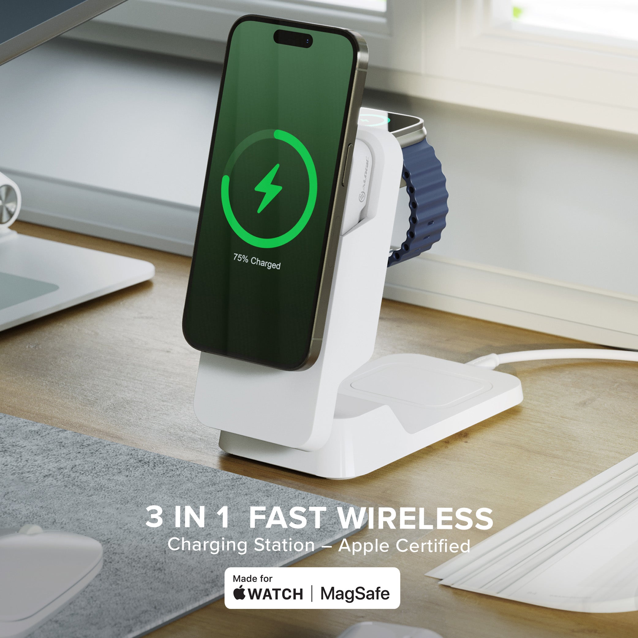 Matrix Ultimate 3-in-1 Wireless Charger with 5,000mAh MagSafe Power Bank