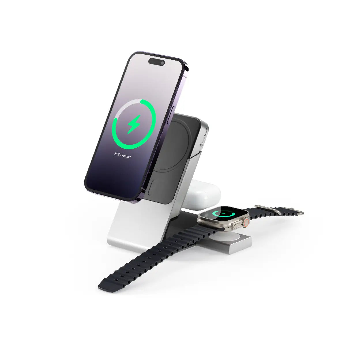 Matrix+ 3-in-1 Magnetic Charging Dock with 5000mAH Wireless Power Bank & 30W Multi Country Power Adapter