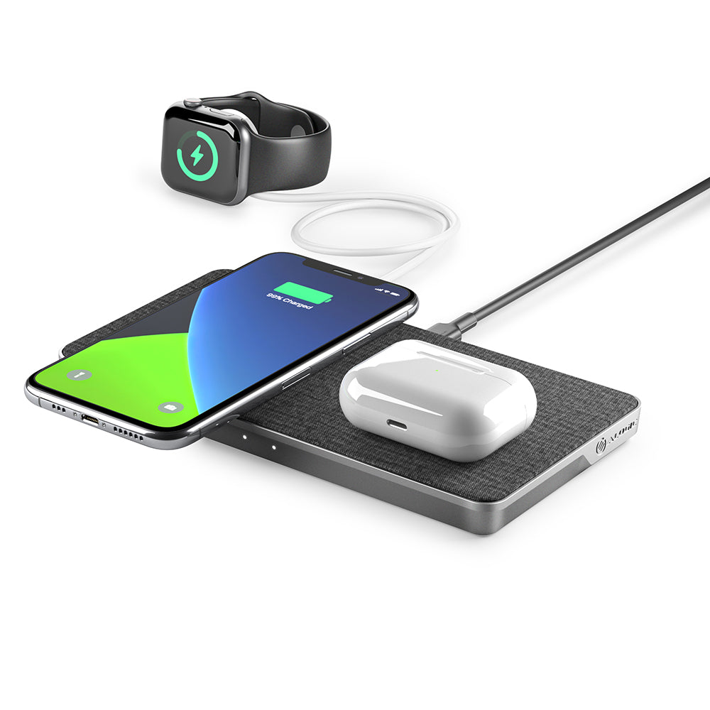 Ultra Power 3-in-1 Wireless Charging Dock - Dual Wireless Charging with USB-A Charging Output