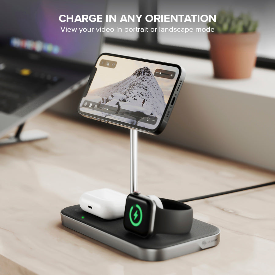 3-in-1 Wireless Charging Station - charge in portrait or landscape