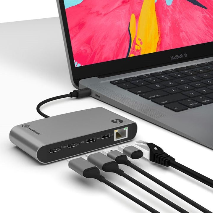 Thunderbolt 3デュアルHDMIポータブルドッキングステーション4K -Space Grey