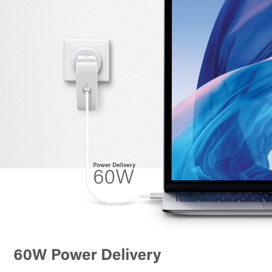 USB-C Laptop/Macbook Wall Charger 60W with Power Delivery - Travel Edition with AU, EU, UK, US Plugs and 2m Cable