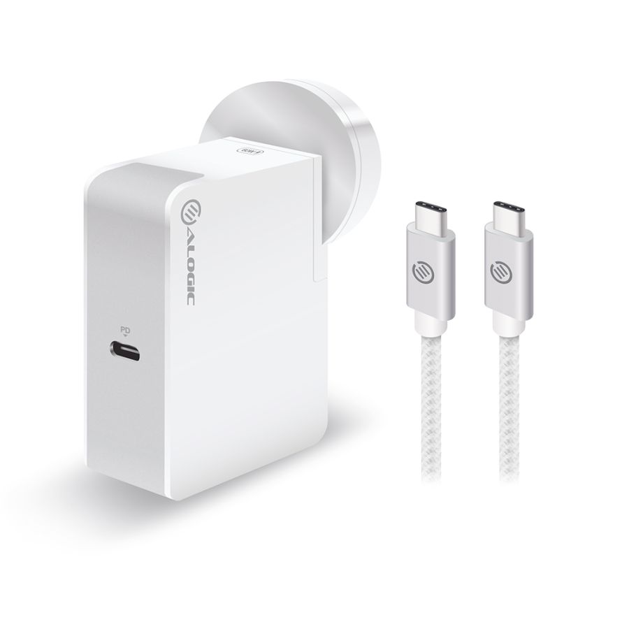 USB-C Laptop/Macbook Wall Charger 60W with Power Delivery - Travel Edition with AU, EU, UK, US Plugs and 2m Cable